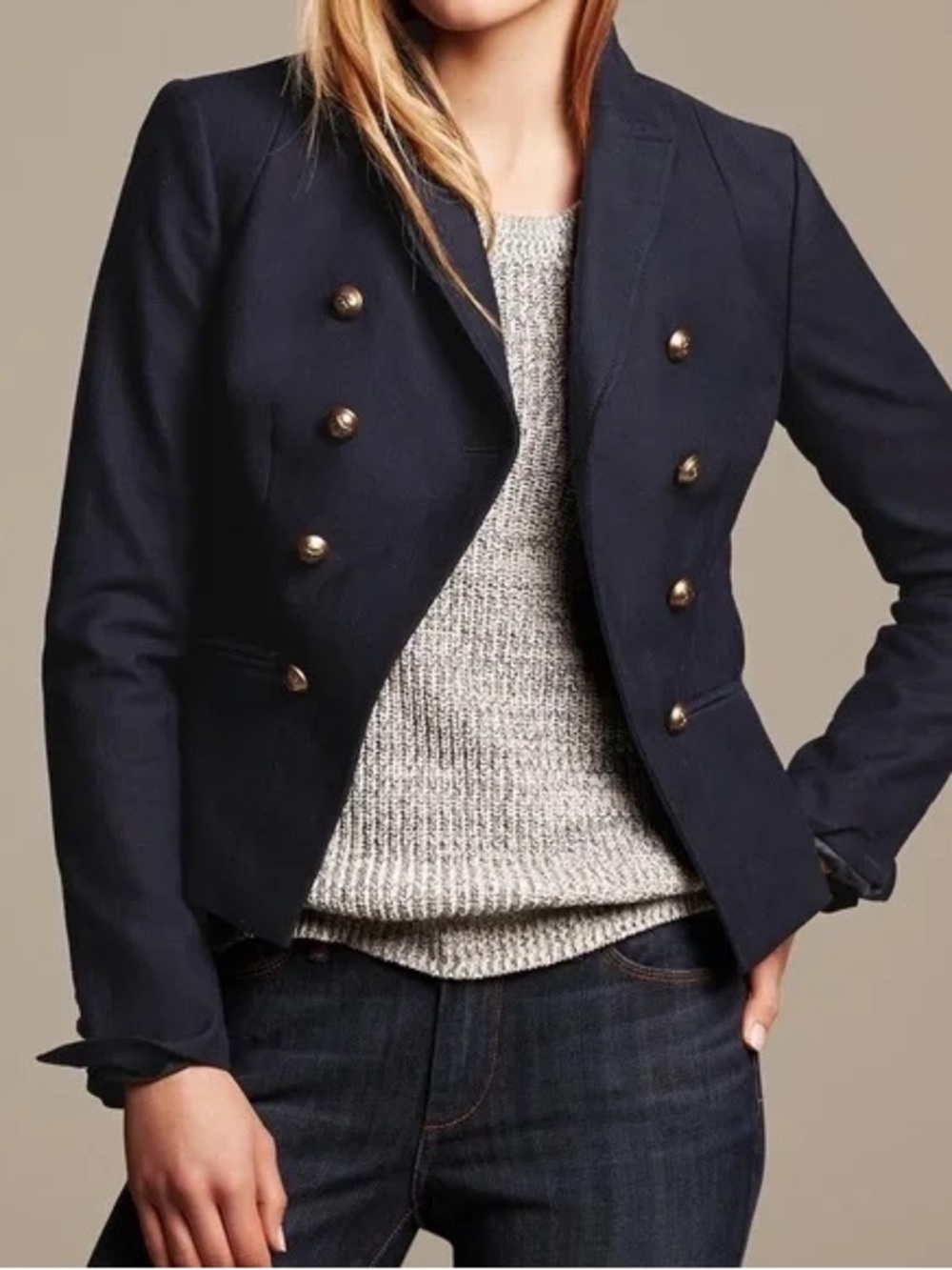 Banana Republic 10 black Cutaway Captain Blazer